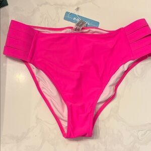 Popvil Hot Pink Bikini Bottoms with Strappy Sides